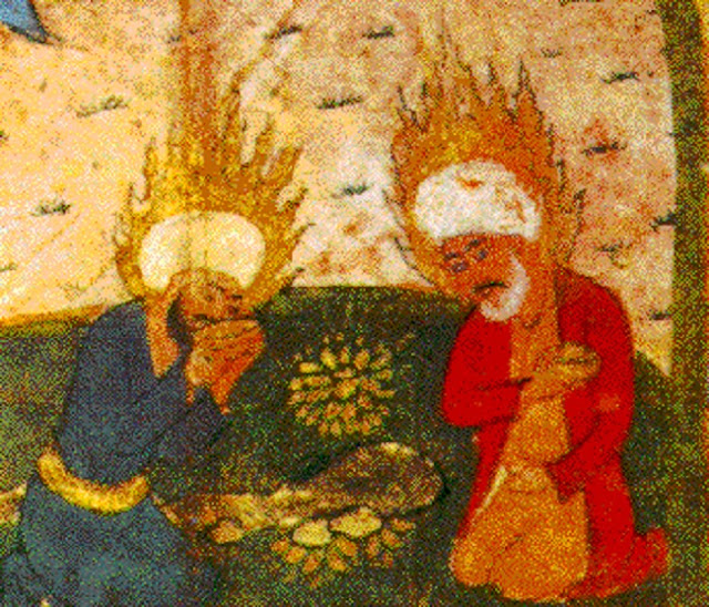 Хидр и Илия.  Персидская миниатюра
