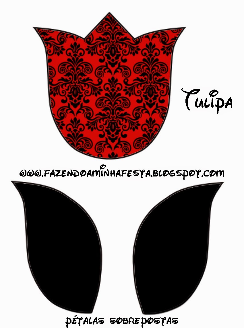 Damasco Negro en Fondo Rojo: Invitaciones para Imprimir Gratis.