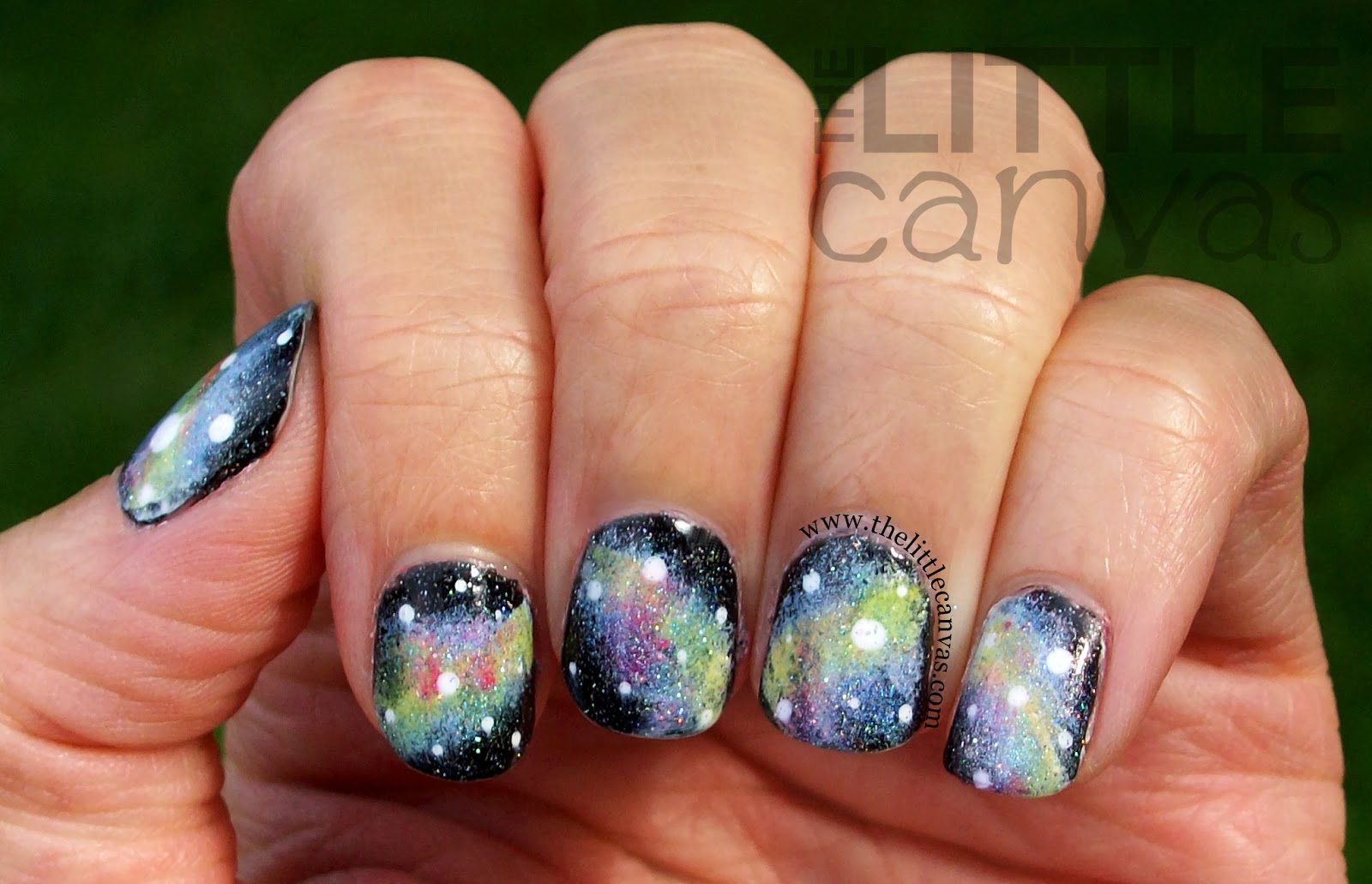 7. Pastel Galaxy Nail Art with Glitter - wide 2
