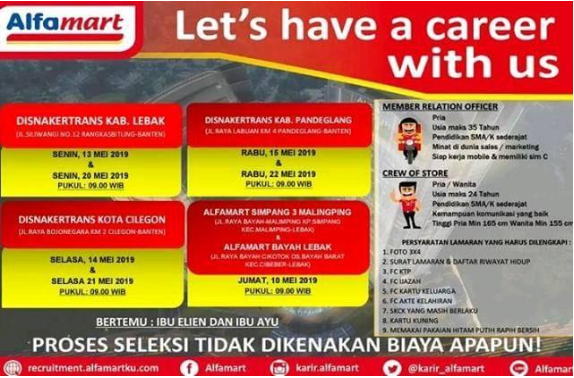 Walk In Interview BesarBesaran Alfamart Banten Mei 2019