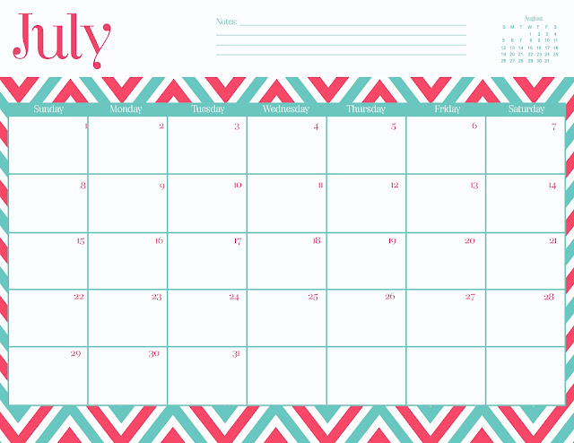 FREEBIES  //  JULY CALENDARS, Oh So Lovely Blog