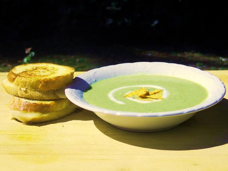 Green Chili Soup with Mini Jalapeno Havarti Grilled Cheese from www.bobbiskozykitchen
