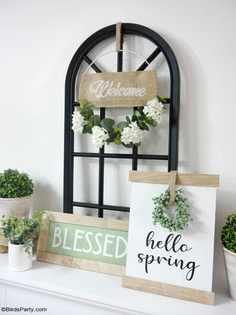 Farmhouse Trash To Treasure DIY Décor for Spring - easy, inexpensive craft projects that uses recycled materials and FREE printables to download! by BirdsParty.com @BirdsParty #diy #carfts #freeprintables #farmhousedecor #farmhouse #trashtotreasure #farmhousecrafts #farmhousesign #modernfarmhouse