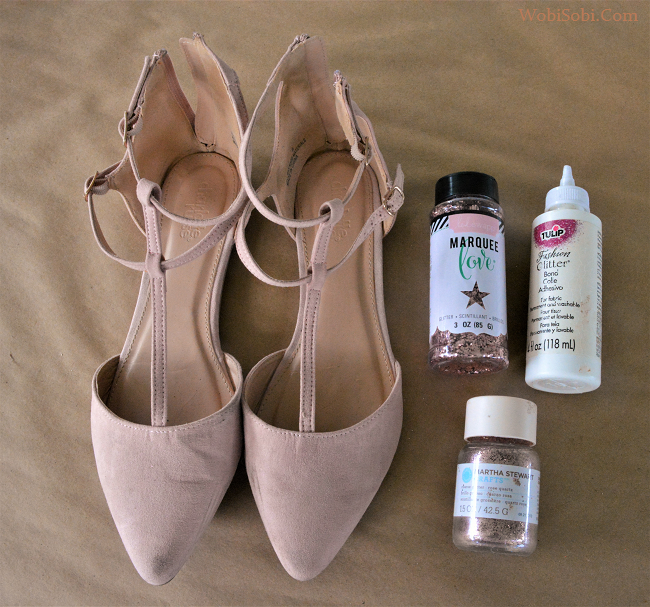 WobiSobi Pink, Glitter Shoes ReStyle DIY