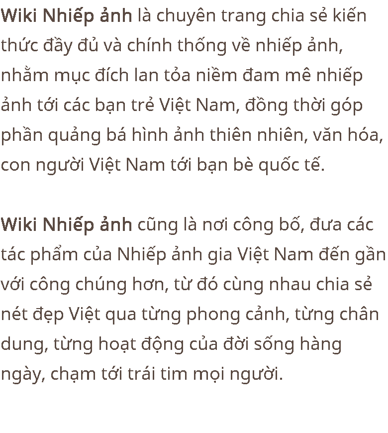 Sứ mệnh Wiki Nhiếp ảnh