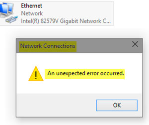 Windows 10의 네트워크 연결 속성에서 예기치 않은 오류가 발생했습니다.