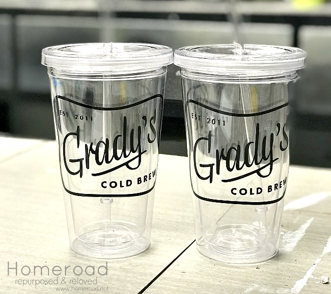 cold brew coffee tumblers using the Silhouette vinyl cutter