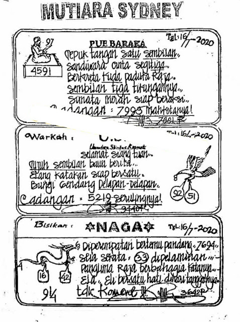 Prediksi Syair Sydney 16 Juli 2020 Syair Togel Sdy Pangkalantoto