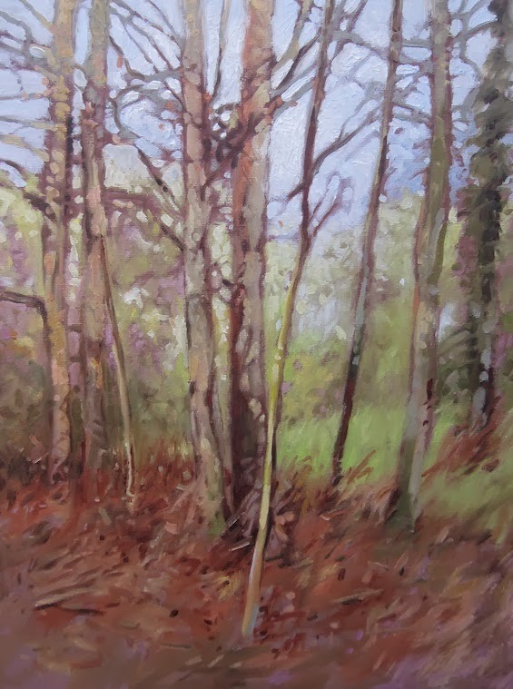 oil painting of trees in spring by kevin gough
