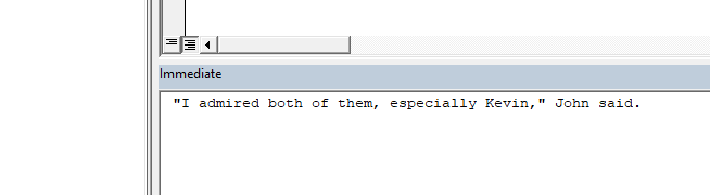 Successfully added double quotes to the string when printing in the immediate window