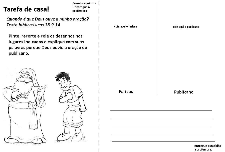 Tia Ju Ministério Infantil Tarefas bíblicas para imprimir O fariseu e o publicano
