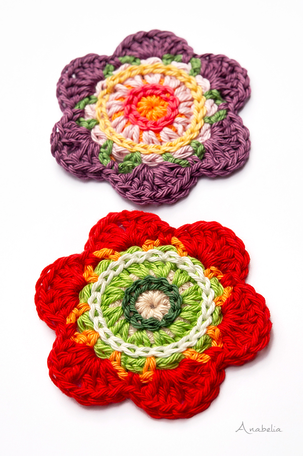 10  Crochet Flowers  free patterns, Anabelia Craft Design