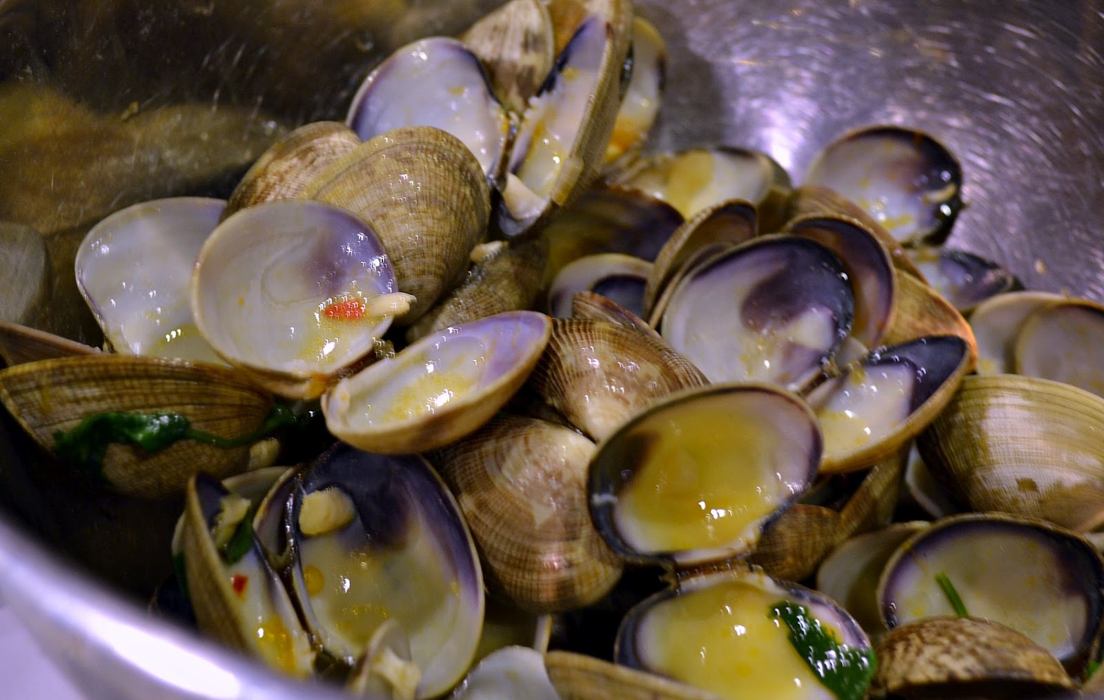 The Foodie Couple Steamed Manila Clams with Chorizo