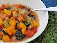 Kale Squash and Bean Soup A bowl of Kale, Squash and Bean Soup