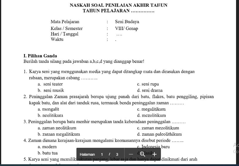 Soal essay seni teater kelas 8 06 picture