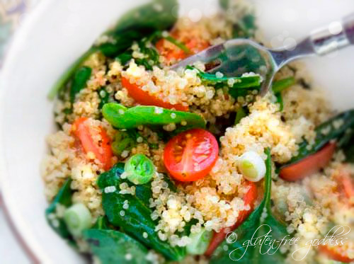 Quinoa Salad with Baby Spinach and Grape Tomatoes