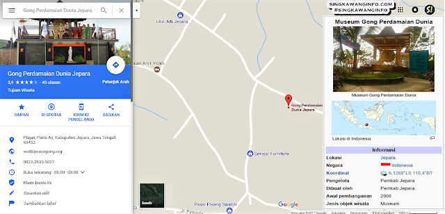 Gambar Maps Gong Perdamaian Dunia di Jepara - Jawa Tengah Gambar Maps Gong Perdamaian Dunia di Jepara - Jawa Tengah