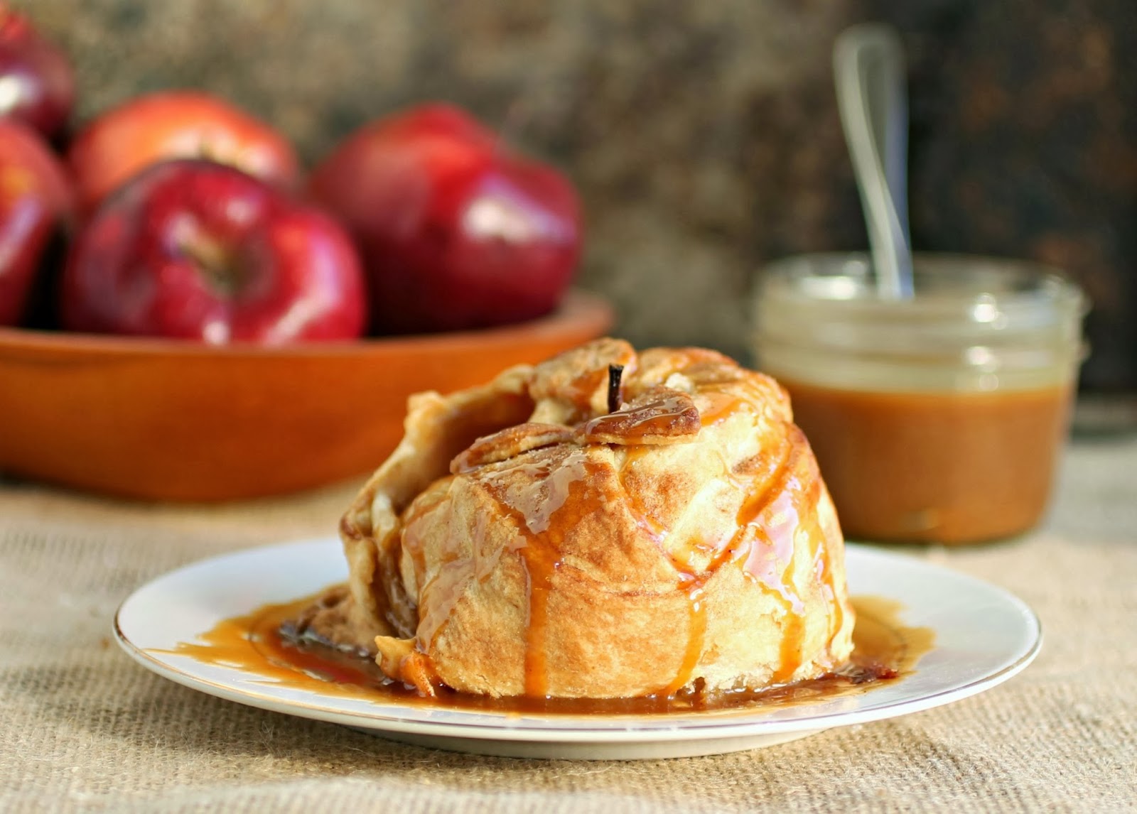 Hungry Couple Apple Dumplings with Salted Caramel Sauce