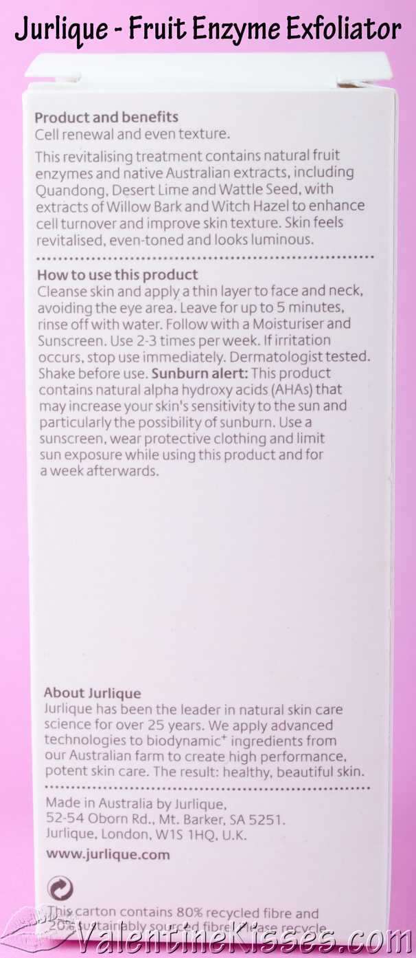 Valentine Kisses Jurlique Fruit Enzyme Exfoliator pics, swatches, review