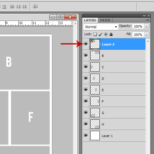 9. Now select the next clipping mask you want to work with (B perhaps ...