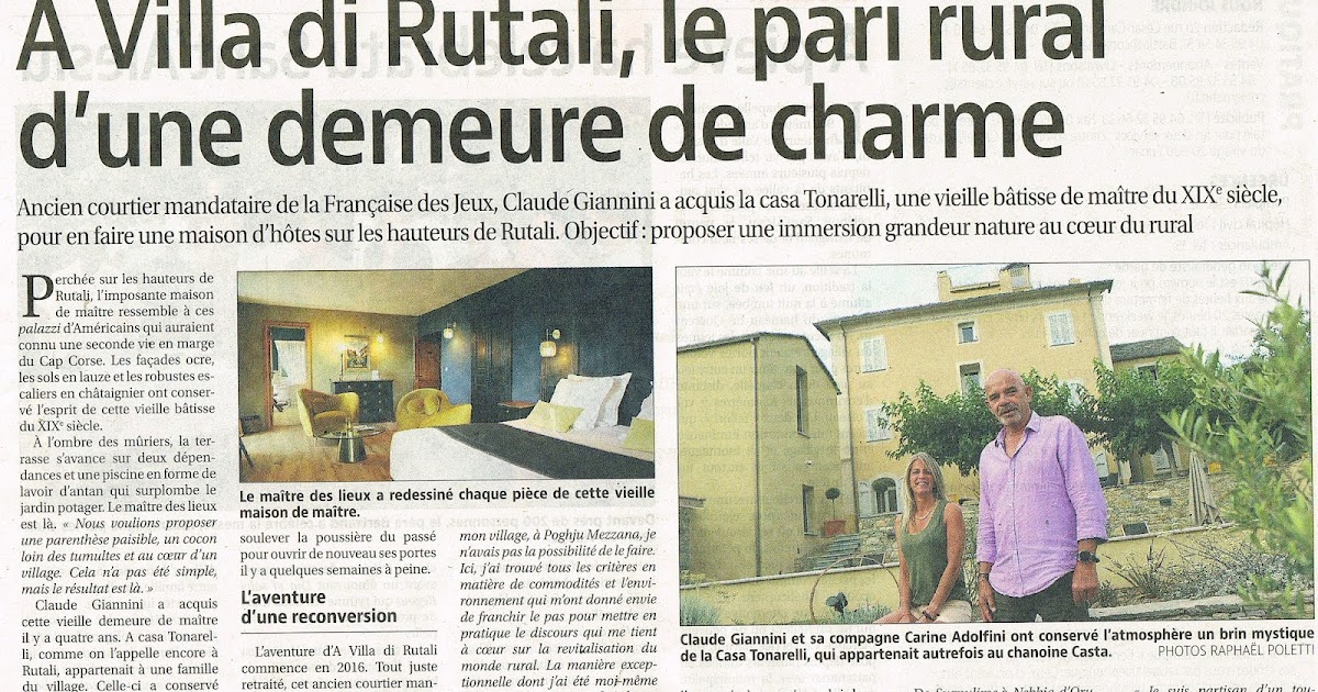 VOCE DI RUTALI... è d'altrò Extrait de Corse Matin de ce jour