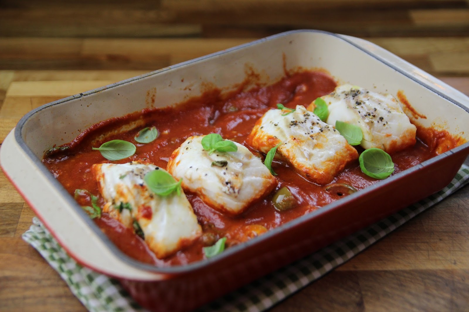 Baked Cod with Tomato and Olive Sauce Claire Justine
