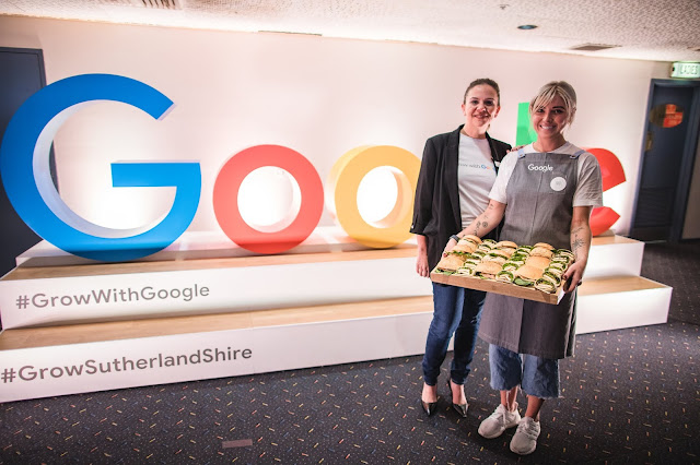 Photo of Google Australia Country Director Mel Silva with Kirsty Tilla, owner of Cronulla business LOAF Sandwiches.