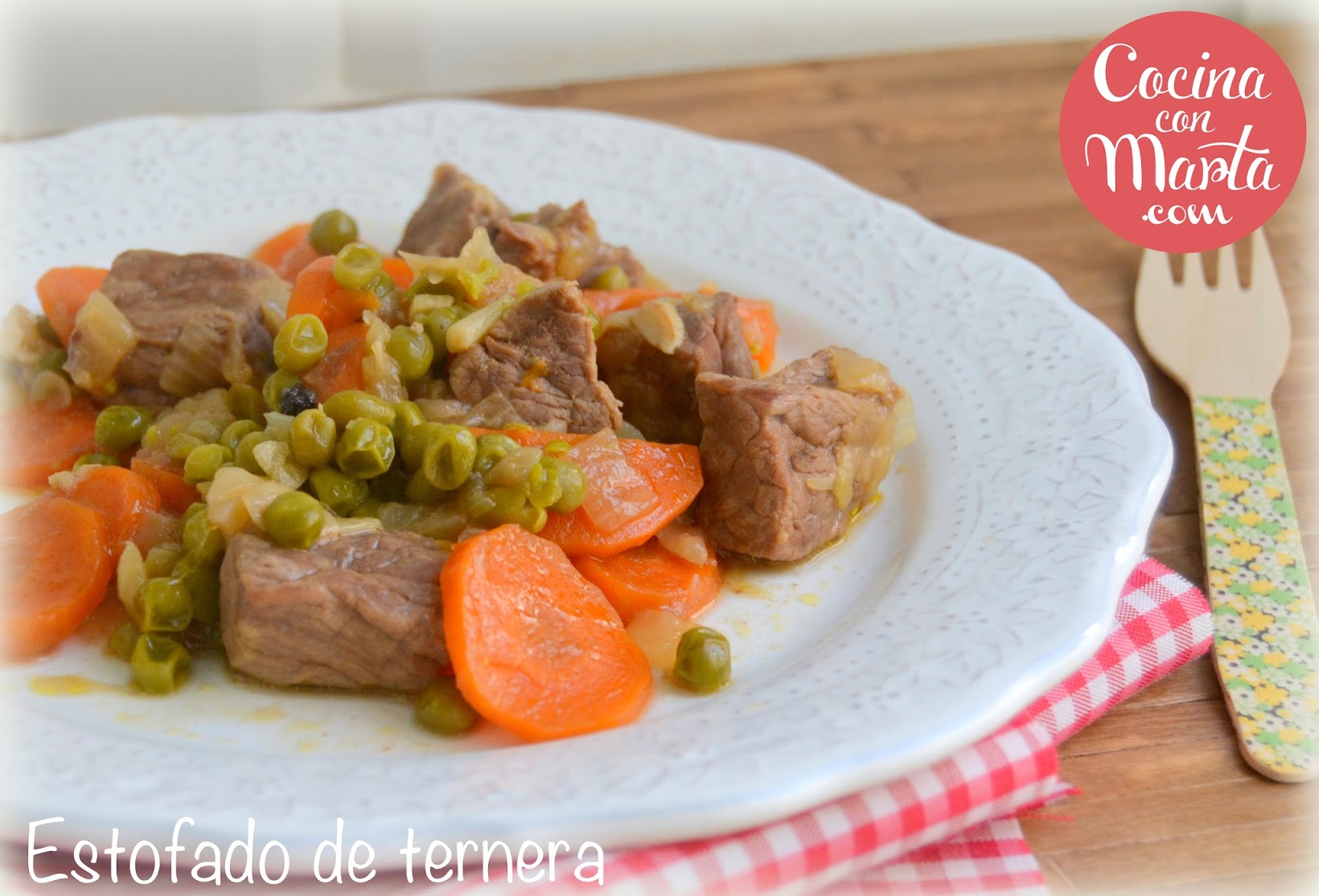 Estofado de ternera, receta casera, zanahorias, guisantes, verduras, vino, Olla GM, Cocina con Marta, fácil, rápida, casero