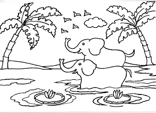 Desenhos Para Pintar O Elefantinho e Seu Amigo