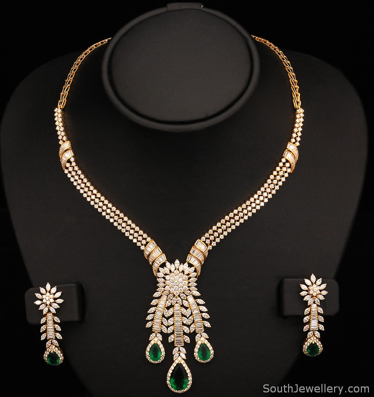 Dazzling Diamond Necklace - Indian Jewellery Designs