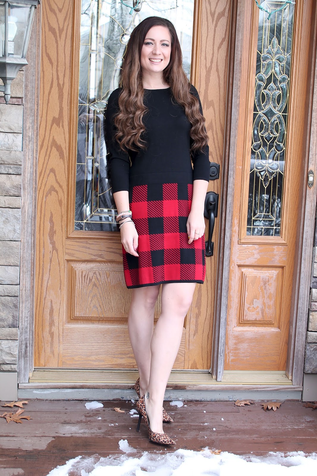 Red Buffalo Plaid Dress and a LINKUP Jersey Girl, Texan Heart