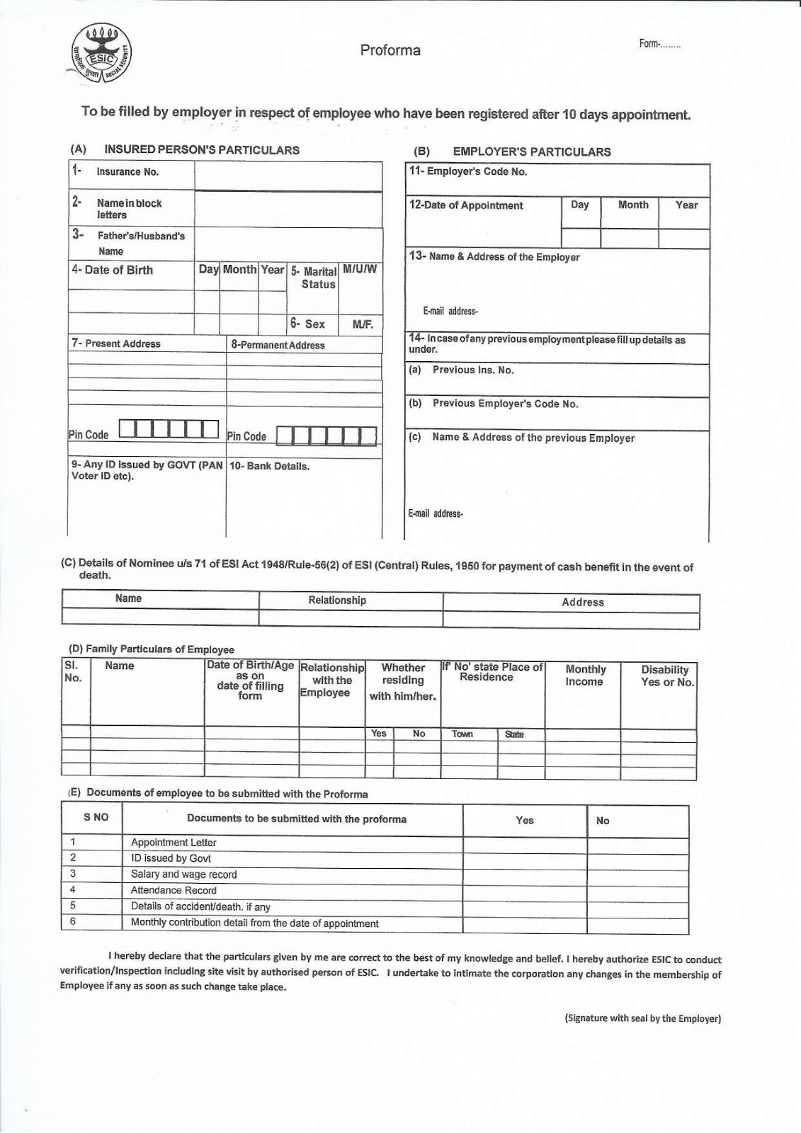 Board HR Process Flow ESIC Portal allow to enter the date of joining