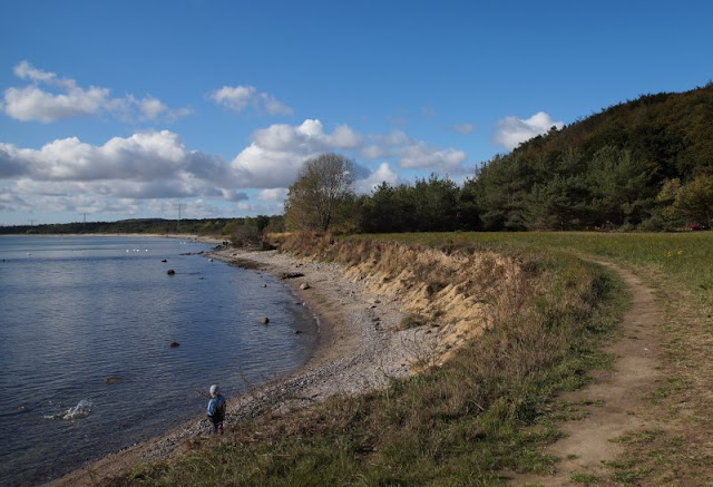 Bornholm mit Kindern im Herbst. Teil 1: 10 Tipps für die Überfahrt mit der Fähre von Sassnitz nach Rønne. Am Strand bei Mukran können sich Kinder und Hunde austoben, bevor es auf das Schiff geht.