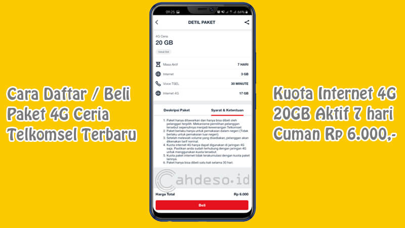 Cara Daftar Paket Internet Telkomsel 20gb Harga Rp 6000 Terbaru 2021 Cahdeso Mimpi Besar Anak Desa