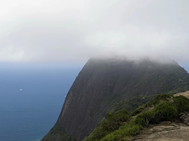 Fog covered mountain over Rio de Janeiro Brazil