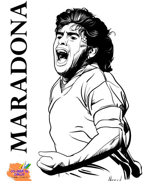 🏃‍♂️Diego Armando Maradona para colorear y pintar ⚽ - COLOREA TUS DIBUJOS
