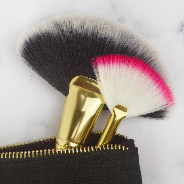 Technic Cosmetics Makeup Brushes Pro Large Fan Brush, Pro Fan Brush, Pro Flat Edge Brush Pink Lovelaughslipstick Blog