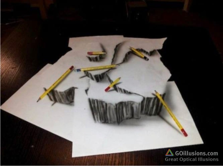 Great Optical Illusions Funny Photos And Images Brain Teasers Puzzles Pieces Of Paper Or Lands 3d Sketch Art Illusn