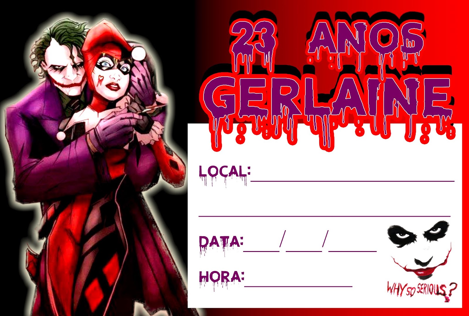 Exemplo De Convites De Aniversario Com O Tema Do Coringa