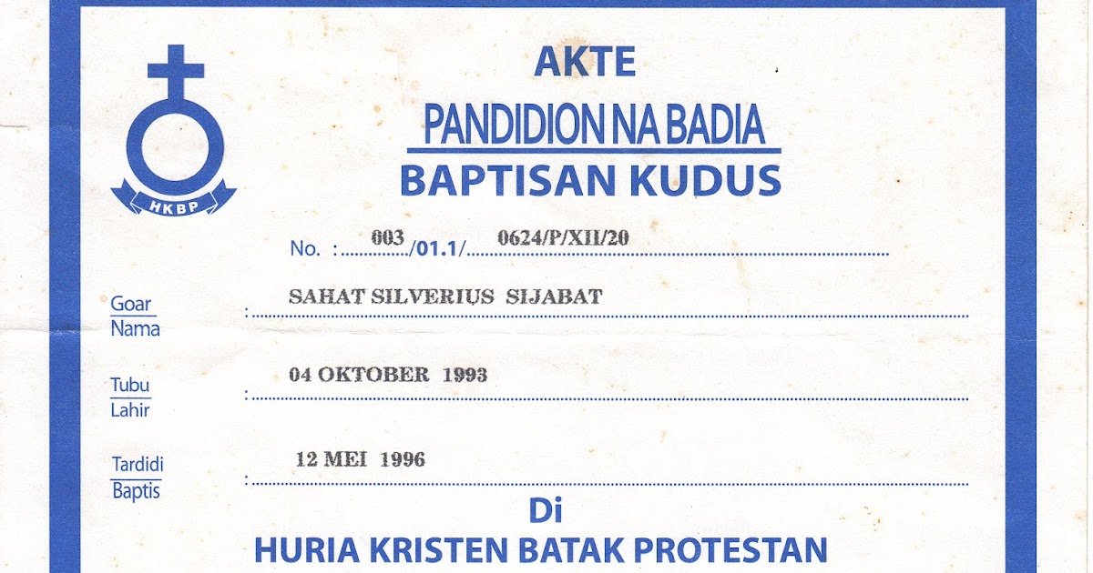 Surat Baptis (Tardidi) di Gereja HKBP