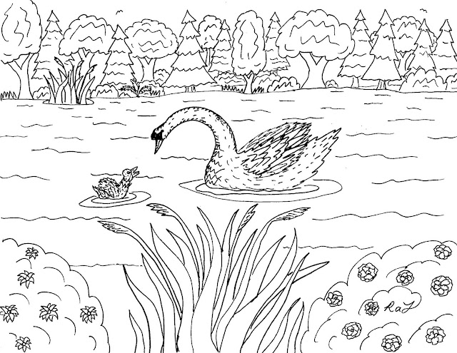 Robin's Great Coloring Pages: Swans coloring pages