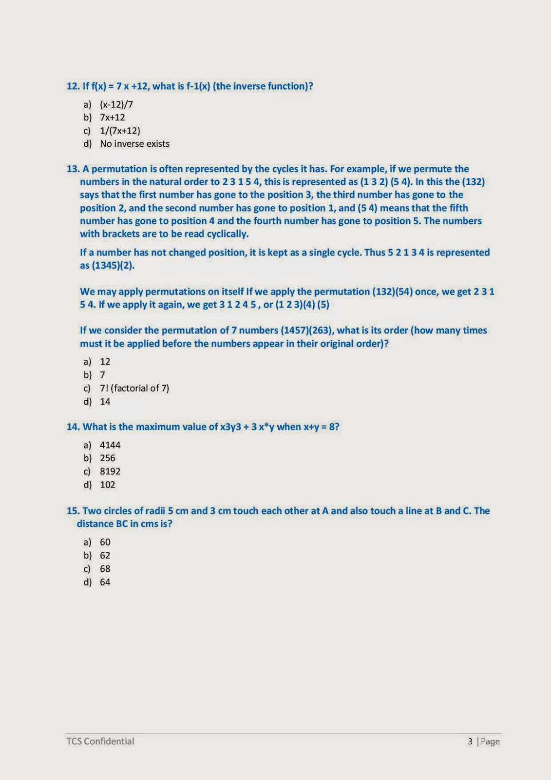 Tips4u TCS Sample Aptitude Paper
