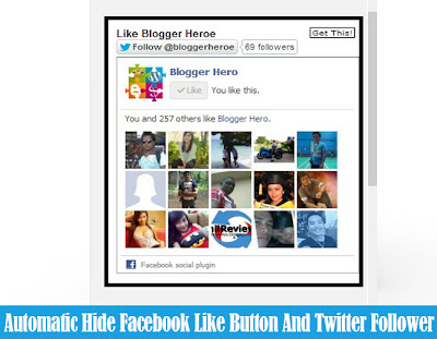 Automatic Hide Facebook Like Button And Twitter Follower