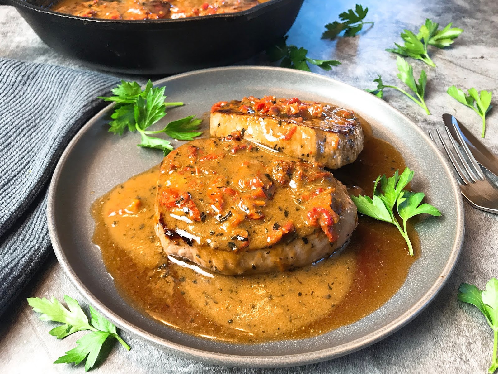Seared Steaks with Sun Dried Tomato Gravy