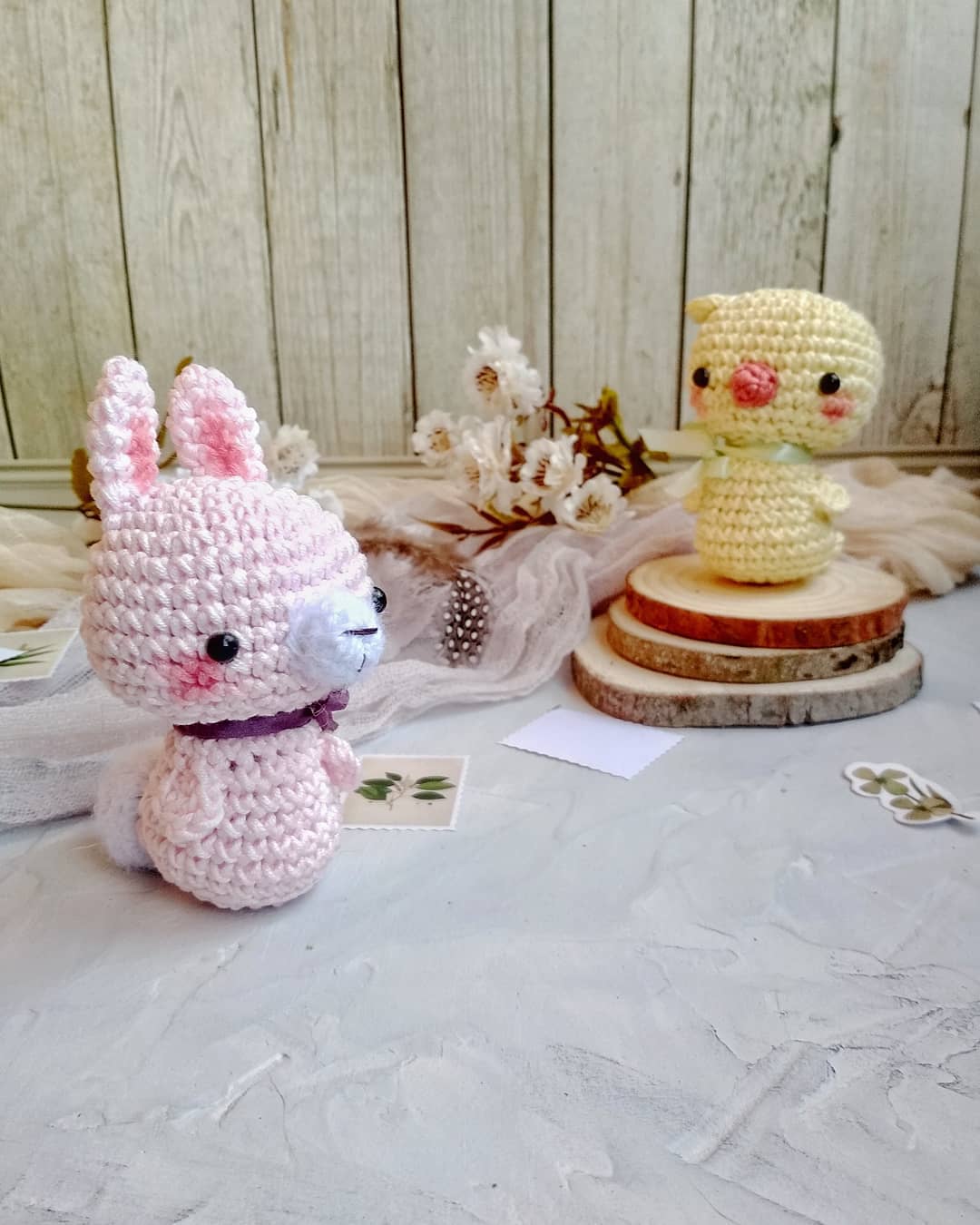 Crochet bunny and chick amigurumi