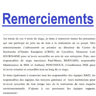 remerciement rapport de stage doc et pdf
