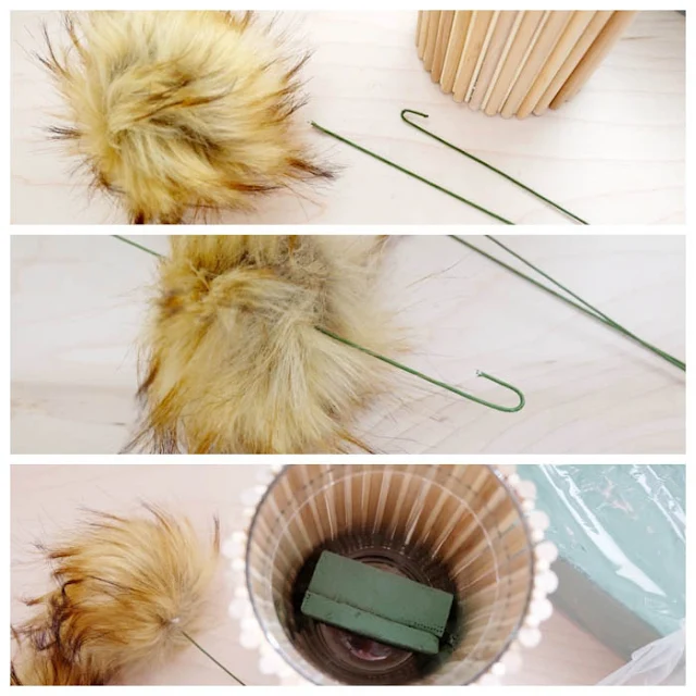 faux fur pom pom flower supplies