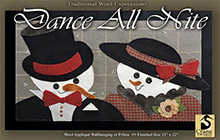 Dance All Nite Wool Applique Wallhanging or Bench Pillow 13"x 22"