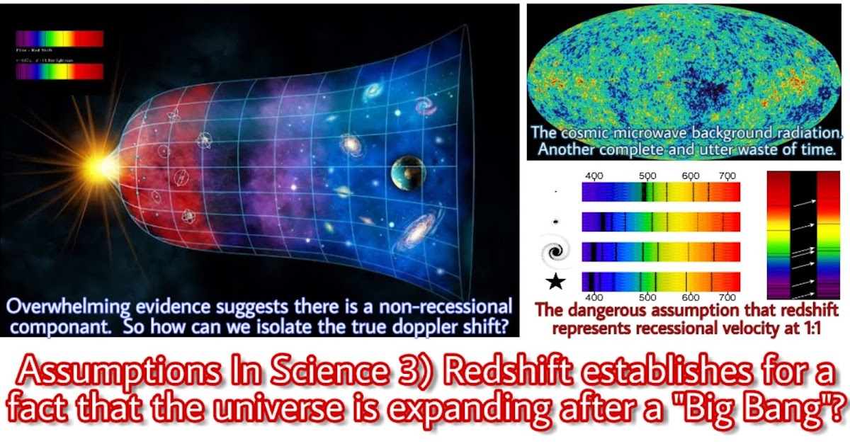 Assumptions In Science 3) Redshift establishes for a fact that the universe is expanding after a