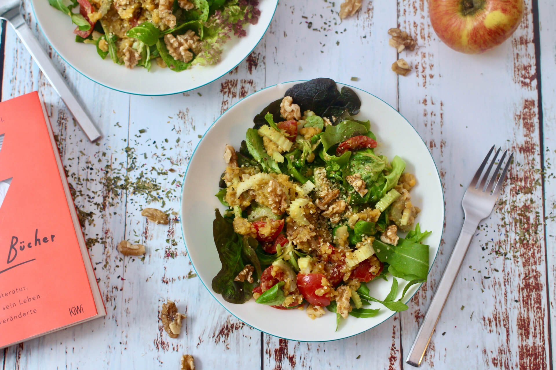 HOME OF HAPPY: ROTER LINSEN-BLATTSALAT MIT SELLERIE UND ÄPFELN HOME OF HAPPY: ROTER LINSEN-BLATTSALAT MIT SELLERIE UND ÄPFELN